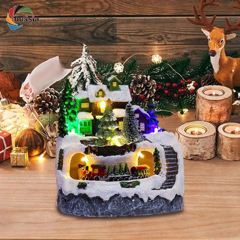 [chulisia] Christmas Scene Village House Snow Tree Scene Party Supplies Collection สําหรับ
