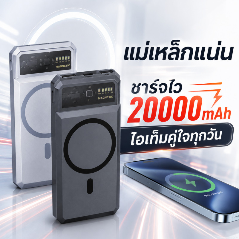 ลดทันที 200฿ Orsen EW55 by Eloop แบตสำรอง 20000mAh ชาร์จไร้สาย Magnetic รองรับ PD20W Fast Charge สำหรับพกพา