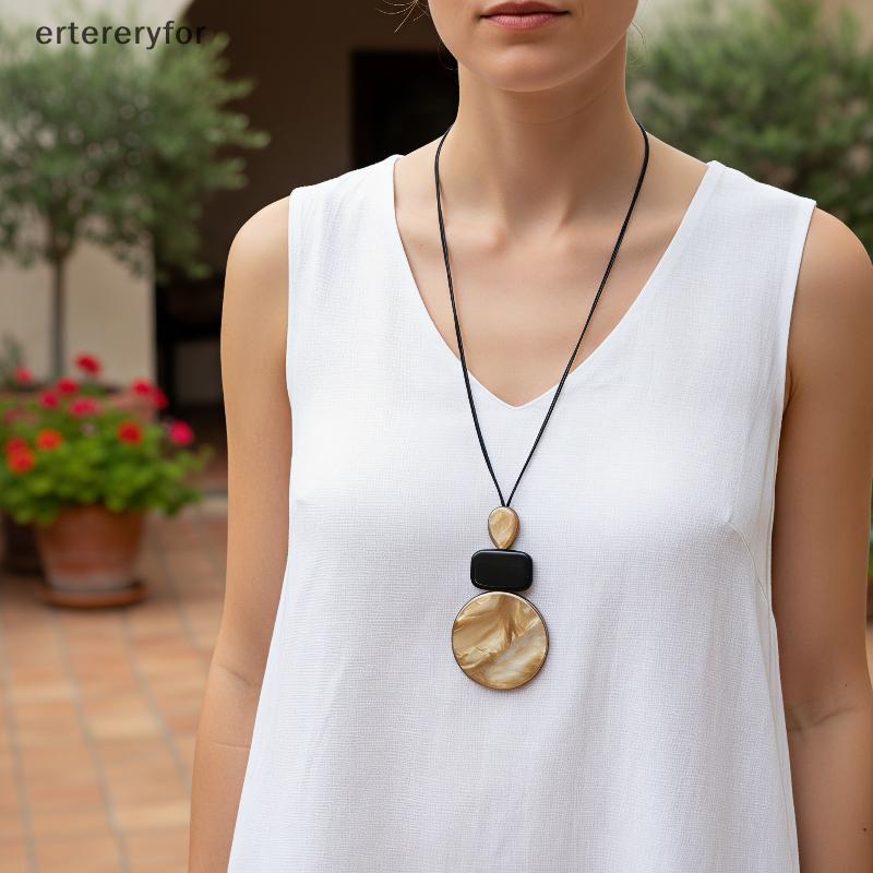 [ertereryfor] Bohemian Long Pendant Nelace สําหรับผู้หญิงที่ไม่ซ้ํากันเรขาคณิตออกแบบเสื้อกันหนาวแฟชั