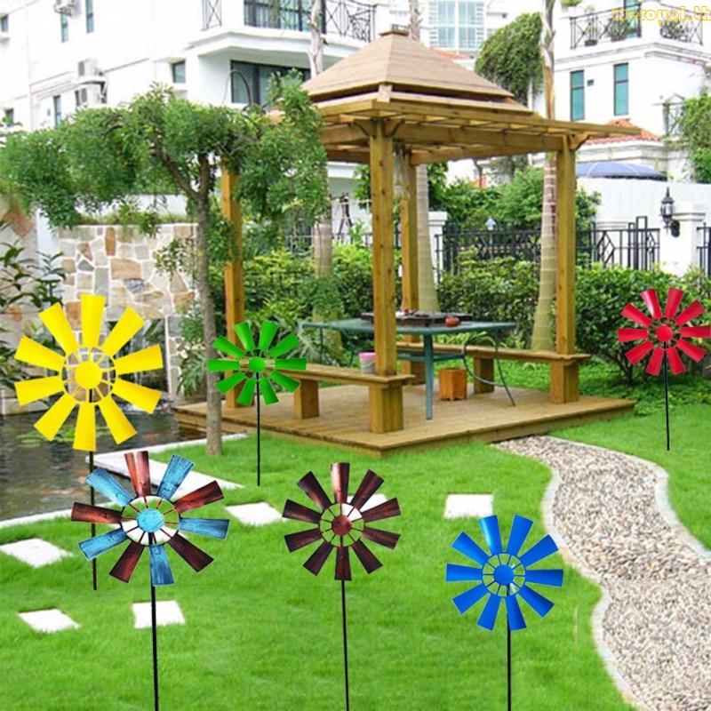 Weroyal เหล็กดอกไม้ Windmill ของเล่น Garden Spinner สําหรับ Windmill Yard Garden ระเบียงแนวตั้ง Rain