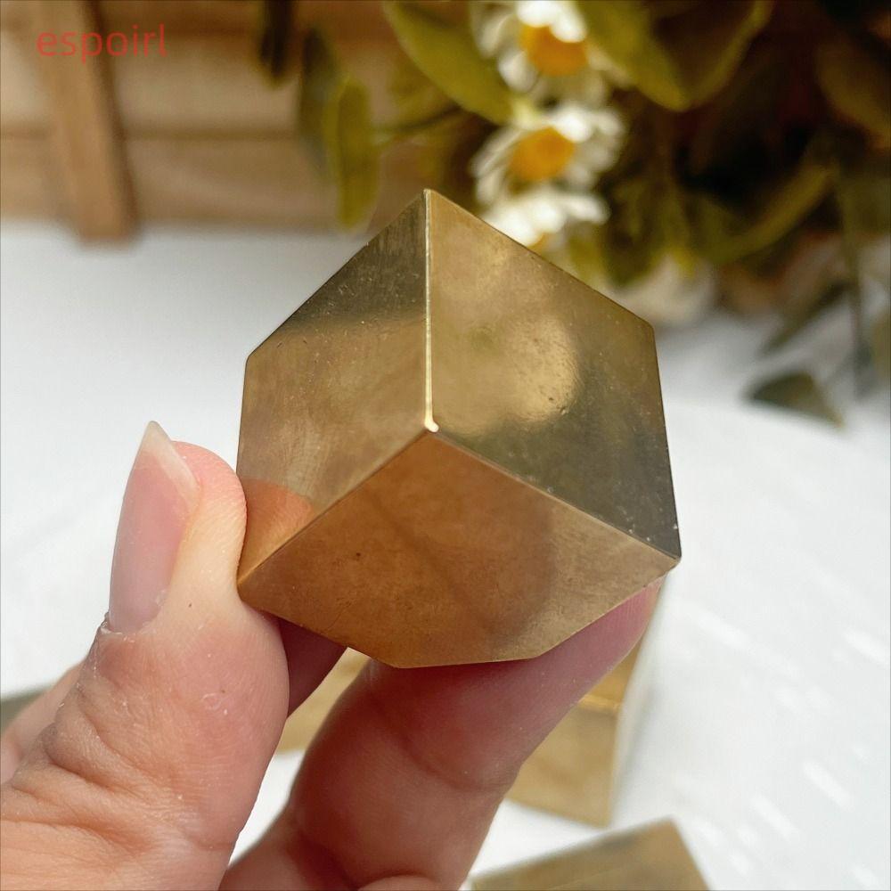 ESPOIR Pyrite คริสตัลตัวอย่าง, ทองเหลือง Cube 2.5x2.5 ซม.Pyrite Cube ตัวอย่าง, ที่ไม่ซ้ํากันโลหะ Lus