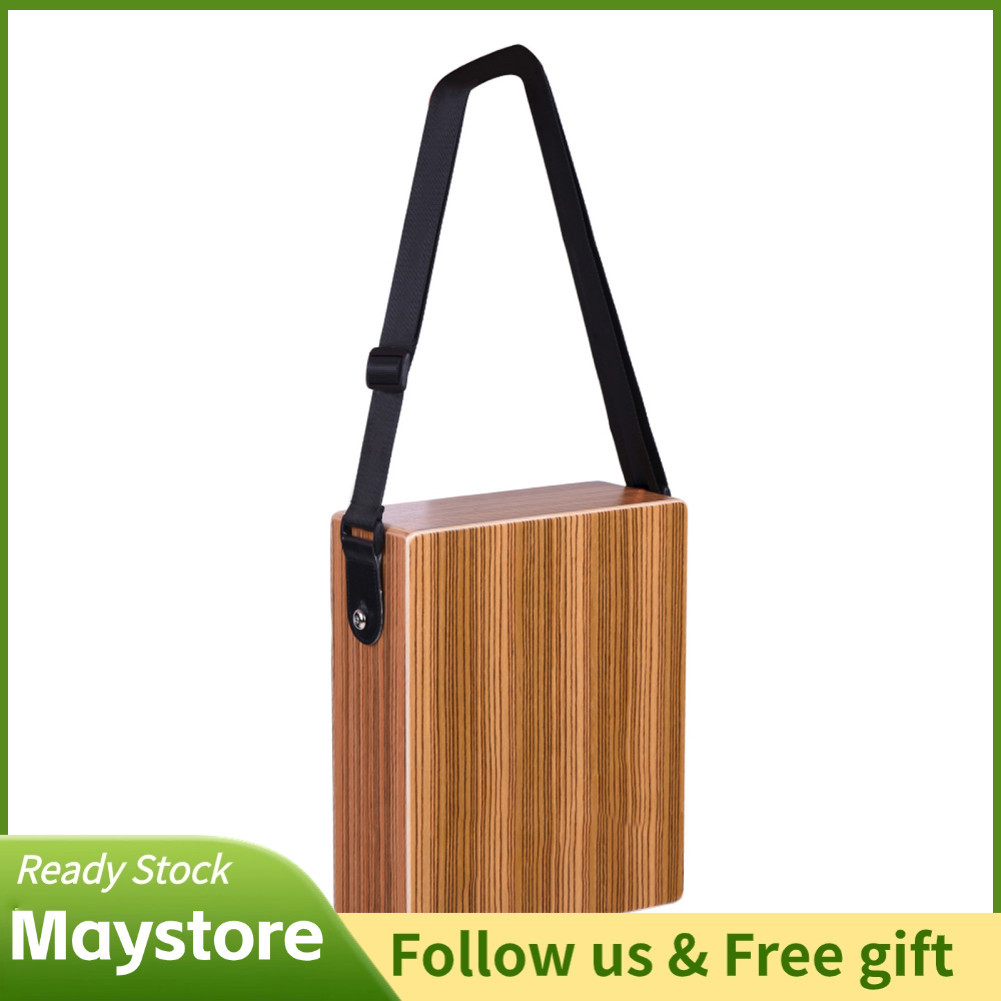 Maystoree กล่องไม้กลอง Cajon แบบพกพาพร้อมสายคล้อง Zebra เครื่องตีไม้ปรับ Buzz Strings ประกอบด้วยกระเ