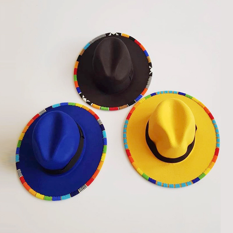 Tanzan Marseille Handmade ลูกปัดหมวก Tribe สไตล์ Handmade Retro ชาติพันธุ์ Bohemian ของขวัญแอฟริกัน 