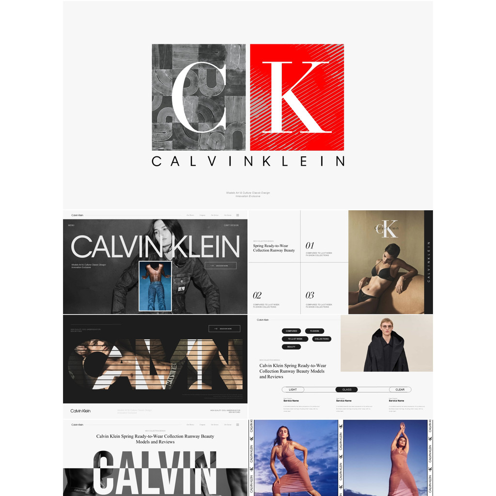 130 หน้า CK Fashion Wear PPT Template calvin klein Fashion Show Model Street Wear Clothes Design