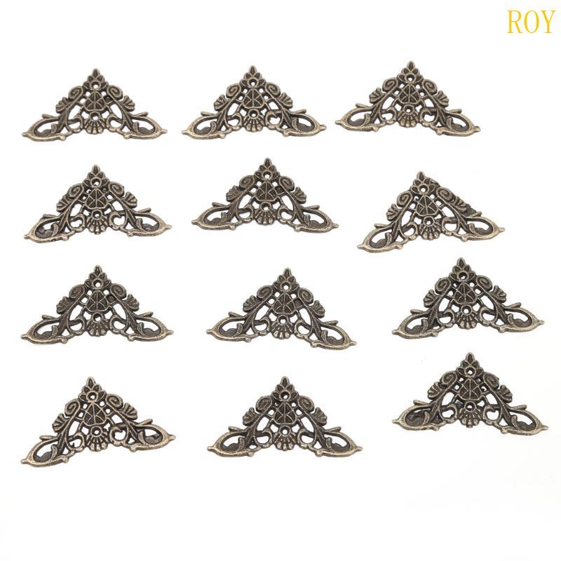 ROY 12x สําริดโบราณตกแต่งกล่องเครื่องประดับอัลบั้มฟุตขามุมป้องกัน