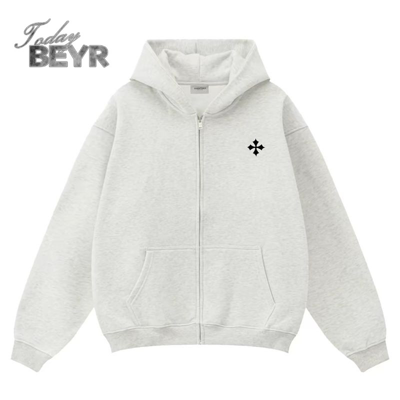 LIssomeSUN เสื้อกันหนาวผู้ชาย American Casual Hooded Loose Cardigan Top