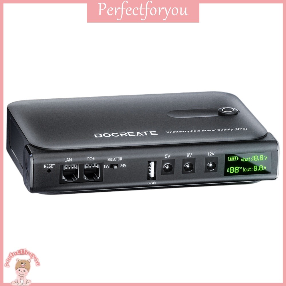 ❥PerfectFU Mini DC UPS เครื่องสํารองไฟโดยไม่ต้องใช้แบตเตอรี่แบบพกพาสแตนด์บายแหล่งจ่ายไฟอย่างต่อเนื่อ