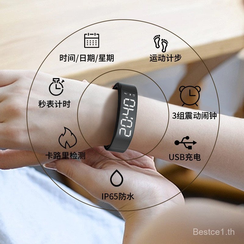 T5C สมาร์ทวอท์ช FD68S สร้อยข้อมือสมาร์ทหน้าจอสีเพลงสภาพอากาศ Pedometer สร้อยข้อมือกีฬา