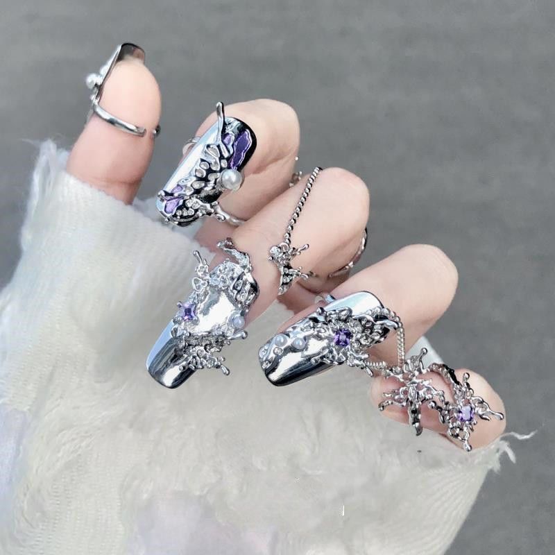 DK Smart Wearable Nail Ring Armor Handy Tool Finger Guard Butterfly Nails Open Ring