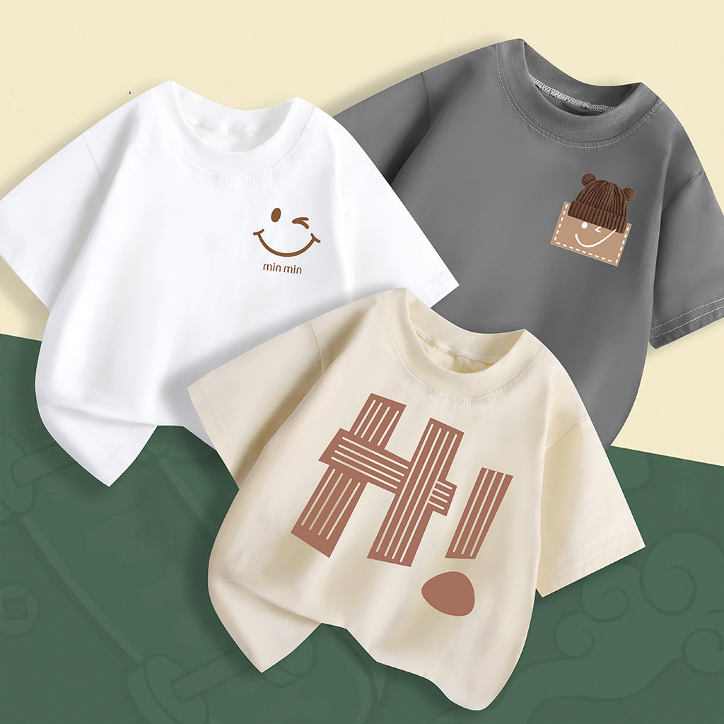 BOYS CLOTHES, เสื้อยืด GIRLS, SHORT-SLEEVED CHILDRENS, HI SMILE KOREAN
