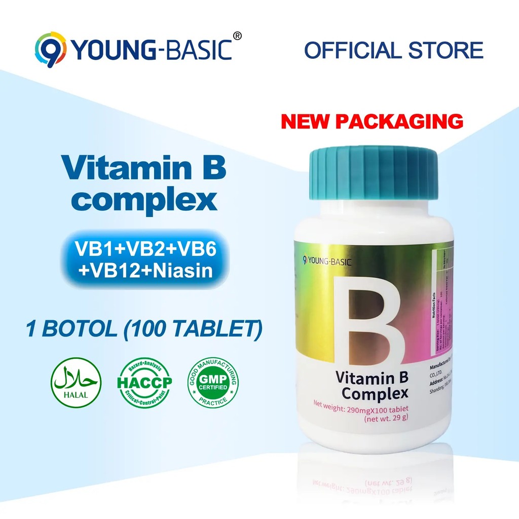 9YOUNG-BASIC วิตามินบีคอมเพล็กซ์ 100 เม็ด B1, B2, B6, B12, Niacin, Biotin, Folate |    ส่งเสริม Heal