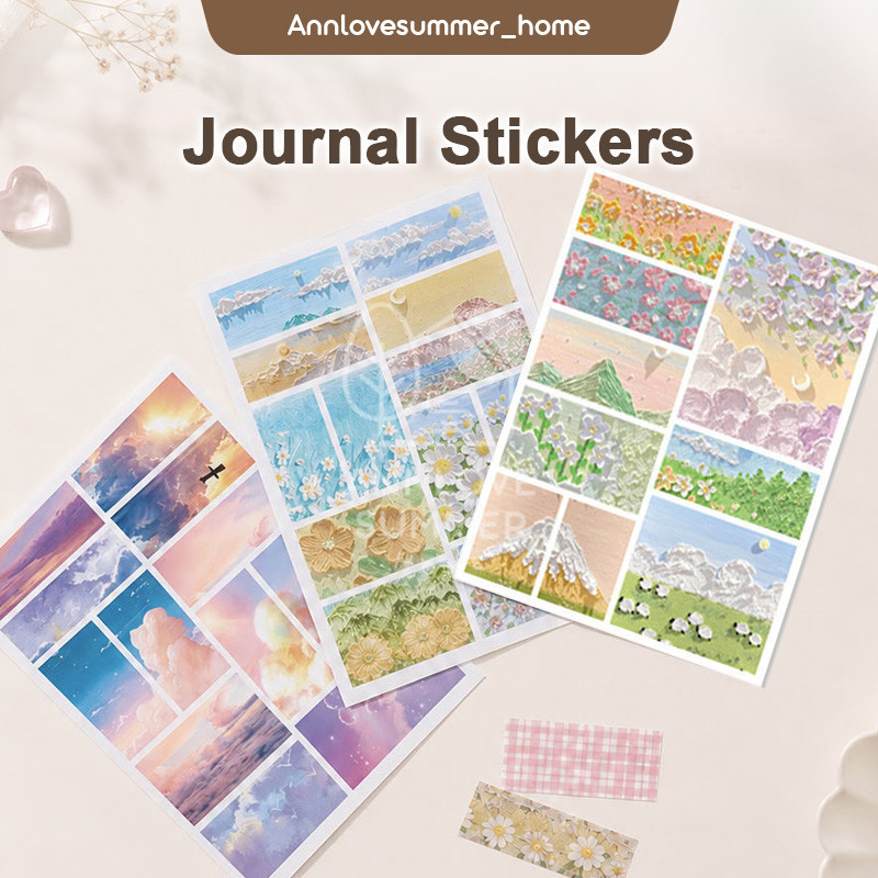 ASHsOil ภาพวาดสติกเกอร์ Journal ตกแต่งเครื่องเขียน Planner Journal