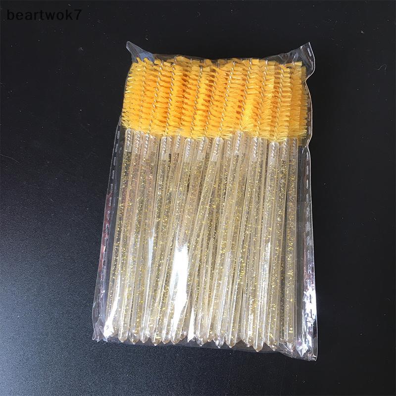 Beartwok7] 50 ชิ้นแปรงขนตาคริสตัลแบบใช้แล้วทิ้งมาสคาร่า Wands Applicator Grafting Eyelash ใหม่