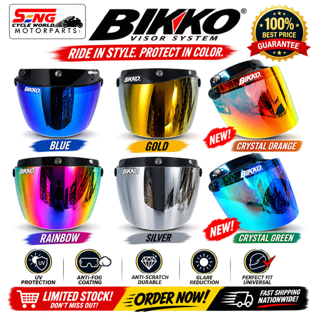 BIKO HELMET VISOR MS88 SGV VISOR GOLD BLUE RAINBOW SILVER