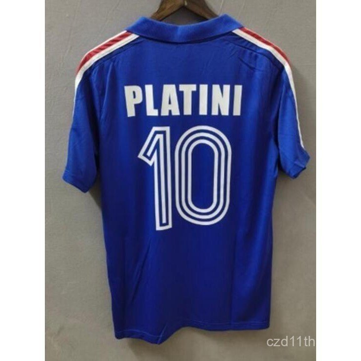 1984 ฝรั่งเศสเสื้อยืดฟุตบอลย้อนยุค