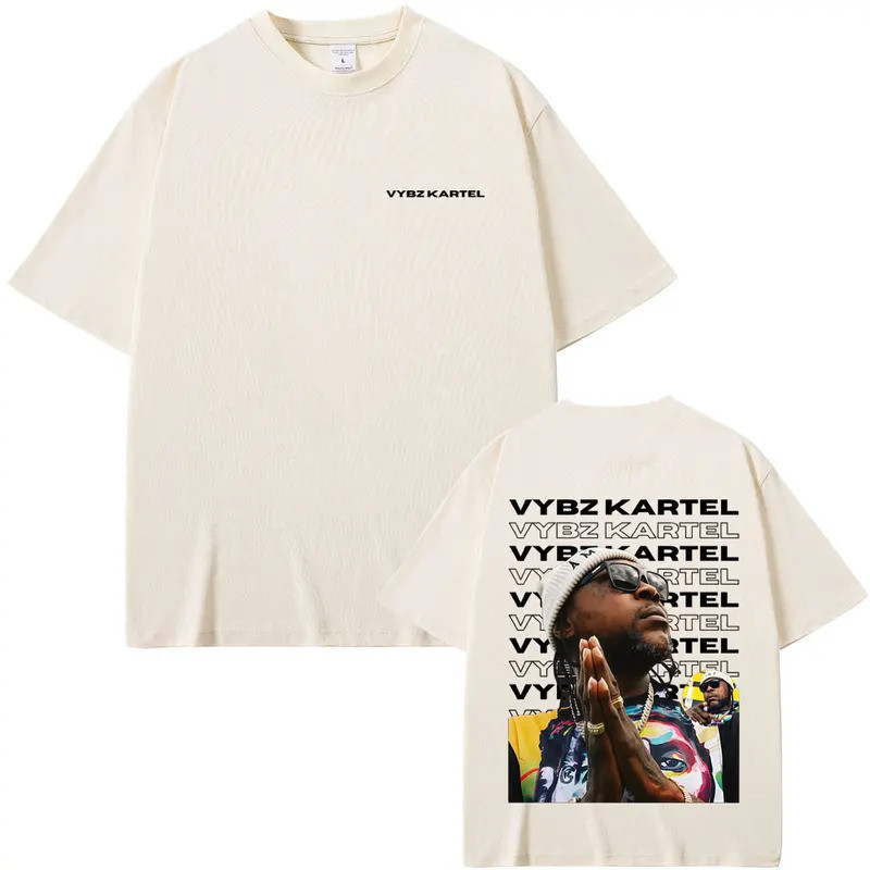 เสื้อยืดลายกราฟิก Rapper Vybz Kartel สำหรับผู้ชายและผู้หญิง แฟชั่นฮิปฮอป เสื้อยืดโอเวอร์ไซส์ ผ้าฝ้าย