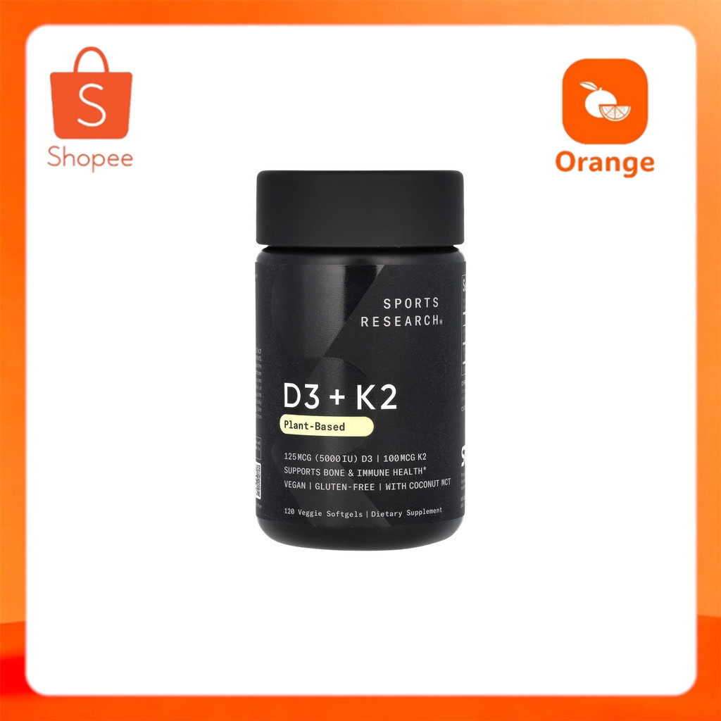 Sports Research, D3 + K2, Plant-Based, 120 Veggie Softgels