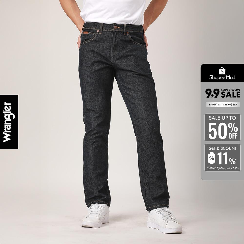 WRANGLER กางเกงยีนส์ผู้ชาย เอวกลาง ทรงเข้ารูป ทรง Texas Slim รุ่น WR F525MTESF54 สียีนส์เข้ม