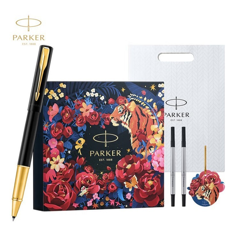 PARKER PARKER PARKER Pen Tiger Sniffing Rose Gift Box Weiya XL Phantom Black Gold Clip Pinball Pen O