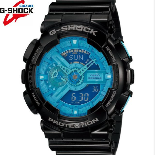 QIXIAO G*/*shock GA-110B-1A2JF สีดําสีฟ้ากีฬานาฬิกาแฟชั่นเรซิ่นสายนาฬิกา hF168