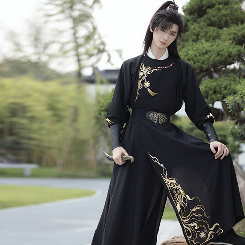 ต้นฉบับ [Xufeng] Hanfu เสื้อคลุมคอกลมหล่อ Cool Sa Knight เครื่องแต่งกายทุกวันเครื่องแต่งกายนางฟ้าเย็