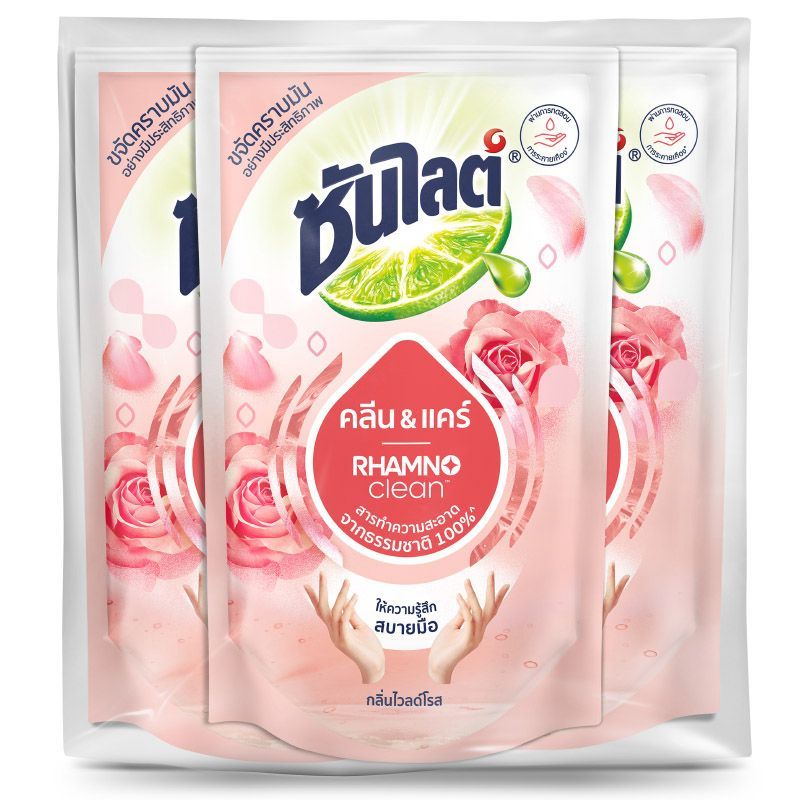ซันไลต์พลัสคลีนแอนด์แคร์น้ำยาล้างจาน 450มล. แพค 3 Sunlight Plus Clean and Care Dish Detergent 450ml. Pack 3