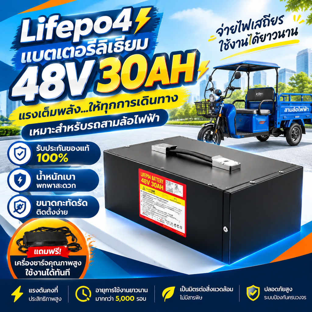 LIPOFE4 แบตเตอรี่ NMC 6 dzf 12 แบตเตอรี่จักรยานไฟฟ้า 48v20ah/30ah แบ็ตจักรยานไฟฟ้า อายุการใช้งานยาวน