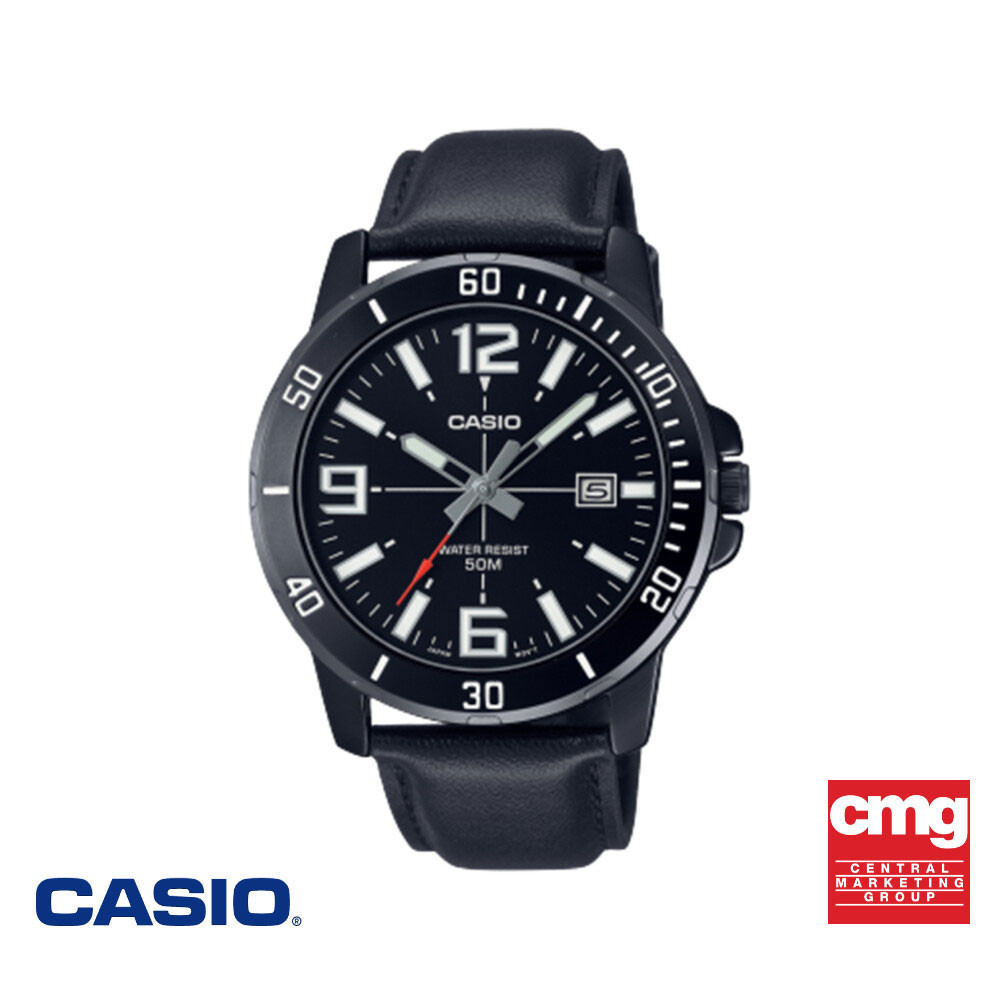 CASIO นาฬิกาข้อมือ CASIO รุ่น MTP-VD01BL-1BVUDF สายหนัง สีดำ