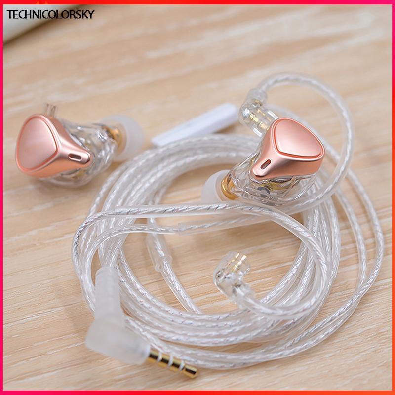 Technicolorsky 3.5 มม.2PIN In Ear หูฟังแบบมีสาย KZ Silver Plated KZ หูฟังสายอัพเกรดพร้อมไมโครโฟน KZ 