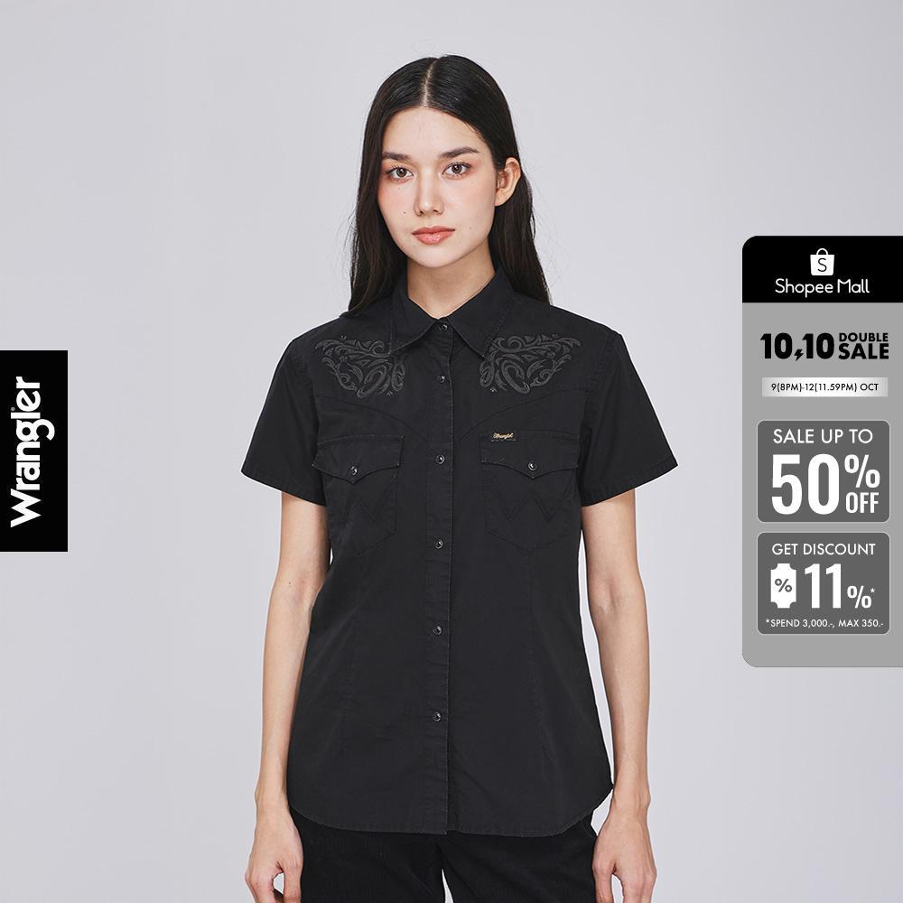 WRANGLER เสื้อเชิ้ตแขนสั้นผู้หญิง คอลเลคชั่น Beyond Indigo รุ่น WR S426WSHSN26