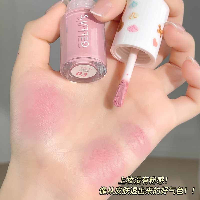 ครีมบลัช ที่ปัดแก้ม Gellas Liquid Blush Cream Strawberry Nude Color Light Orange ธรรมชาติ Long-Lasti