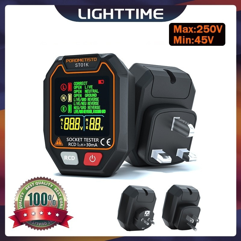 POROMETISTO Digital Socket Tester Voltage Test RCD Socket Detector US/EU/UK Polarity Check Detector 