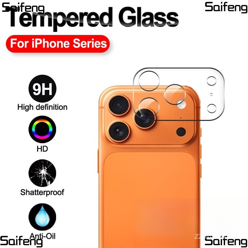 กระจกนิรภัยป้องกันเลนส์สําหรับ iPhone 17 Air 16 15 14 13 12 11 Pro Max Plus 13 12 Mini 9H Full Cover