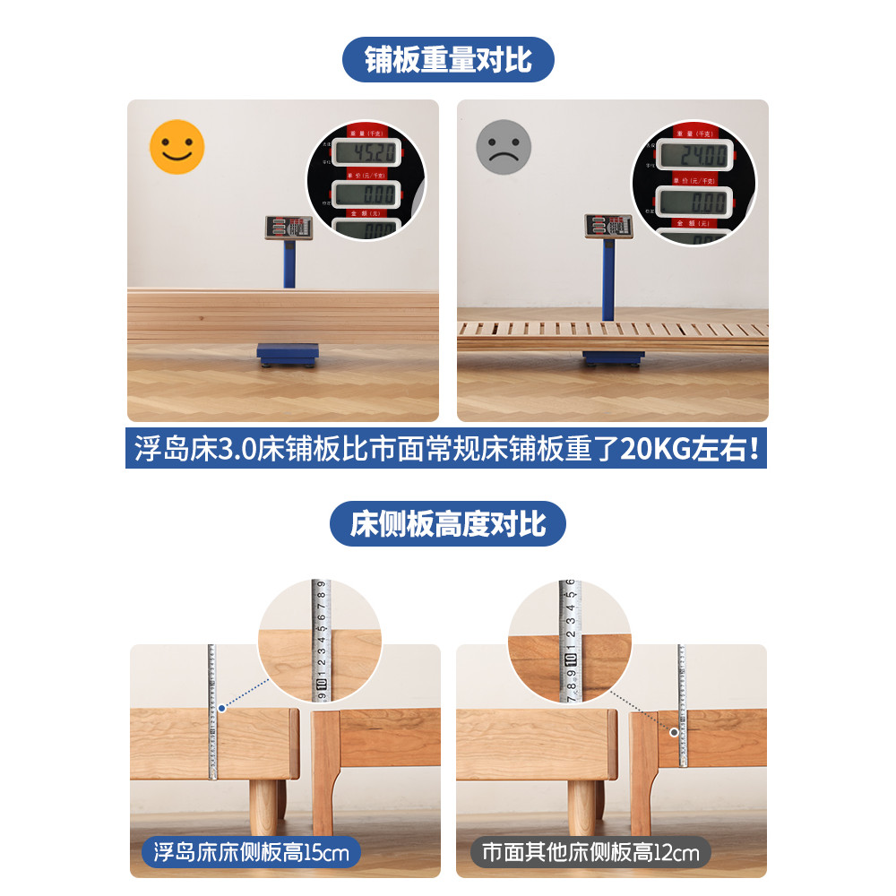 Xuansu Home Nordic เตียงไม้เนื้อแข็ง 1.5 Log ญี่ปุ่น Simple Cherry ไม้เฟอร์นิเจอร์ White Oak 1.8m เต