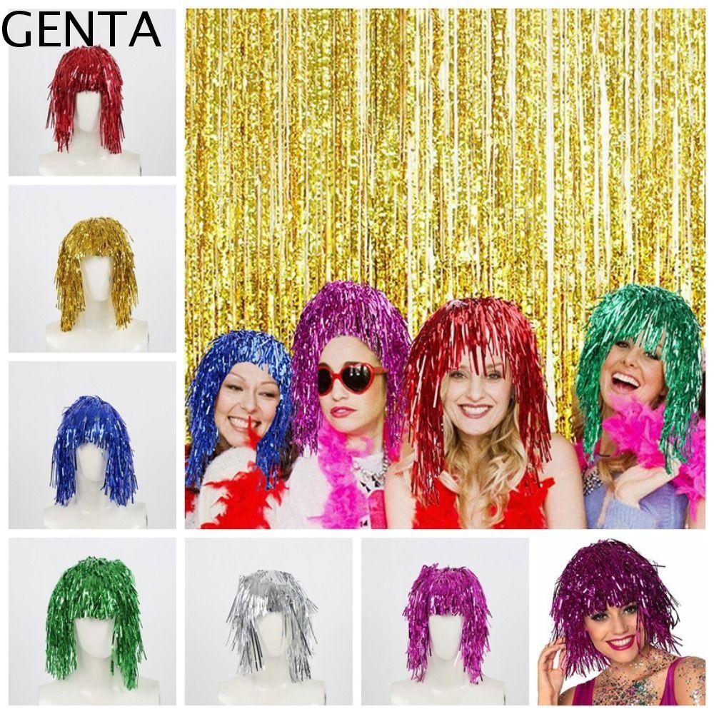 GENTA วิกผมสีฮาโลวีน foil metal tinsel glitter สำหรับคอสเพลย์และปาร์ตี้