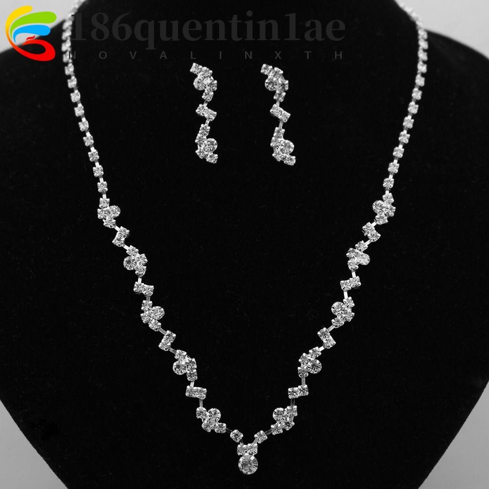 QUENTIN1AE เครื่องประดับเจ้าสาว Shining อุปกรณ์เสริมสร้อยคอต่างหูชุดสร้อยคอต่างหูชุดเจ้าสาว