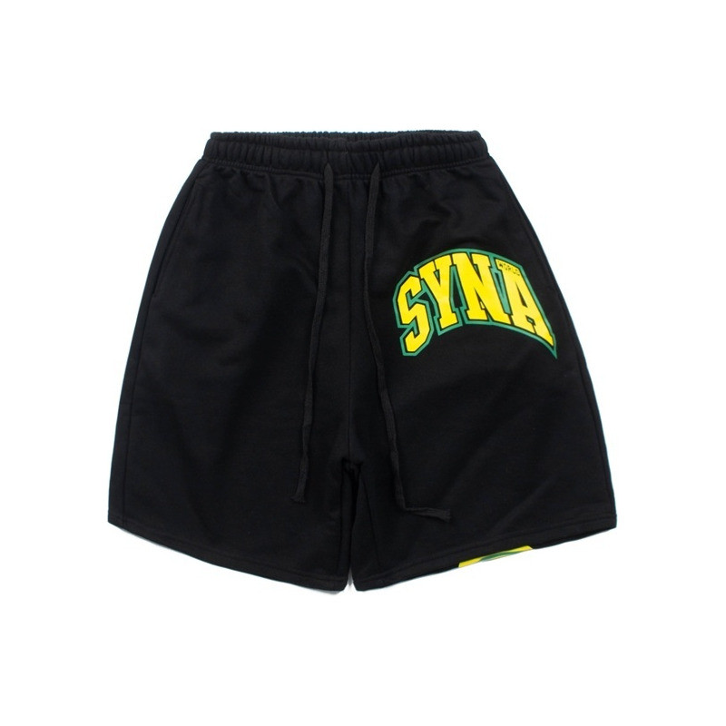 Syna กางเกงขาสั้นผ้าฝ้ายสำหรับผู้ชาย พิมพ์สไตล์ Rap Hip Hop