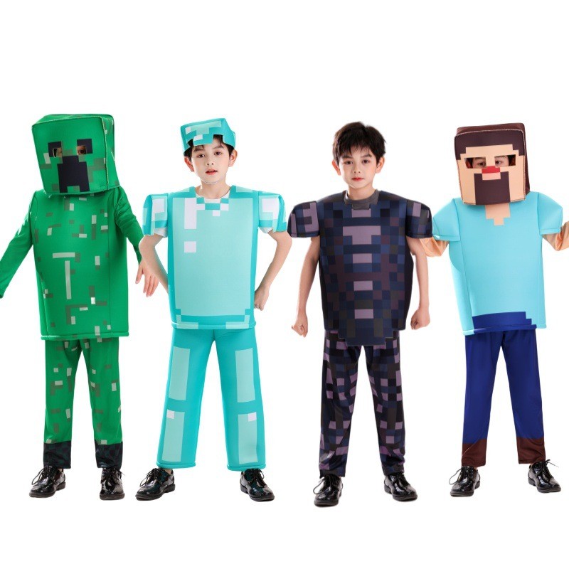 เครื่องแต่งกาย Minecraft Diamond Armor สำหรับทั้งผู้ใหญ่และเด็ก cosplay