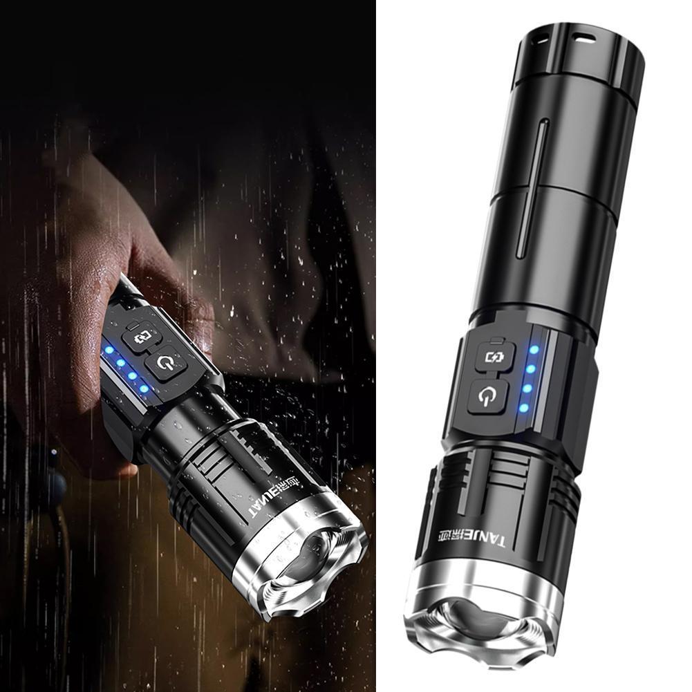 Type-C Fastchargeing กันฝนไฟฉายระยะไกล Zoomable ไฟฉาย LED สําหรับ Camping ตกปลาบ้าน X6I7