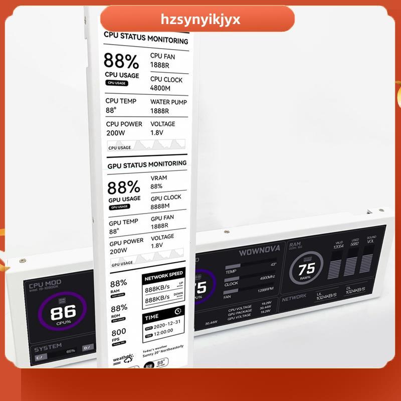 hzsynyikjyx8.8 นิ้วคอมพิวเตอร์ Temp Monitor (รองรับธีมไดนามิก), IPS Type C หน้าจอรอง CPU RAM HDD Dat