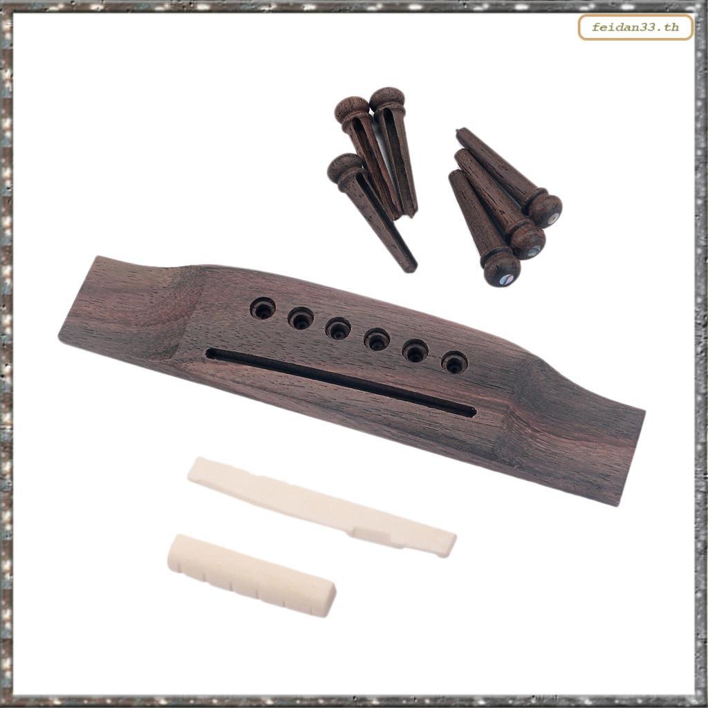 [LHY] ชุดเปลี่ยนกีต้าร์โปร่ง Ebony Bridge End Pins อานกระดูกและชิ้นส่วนสะพานไม้