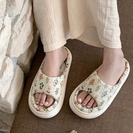 XIXITIAO รองเท้าแตะผ้าลินินแฟชั่นบ้านสำหรับผู้หญิง สี่ฤดู สากล กันลื่น พื้นรองเท้านุ่ม - รูปที่ 2