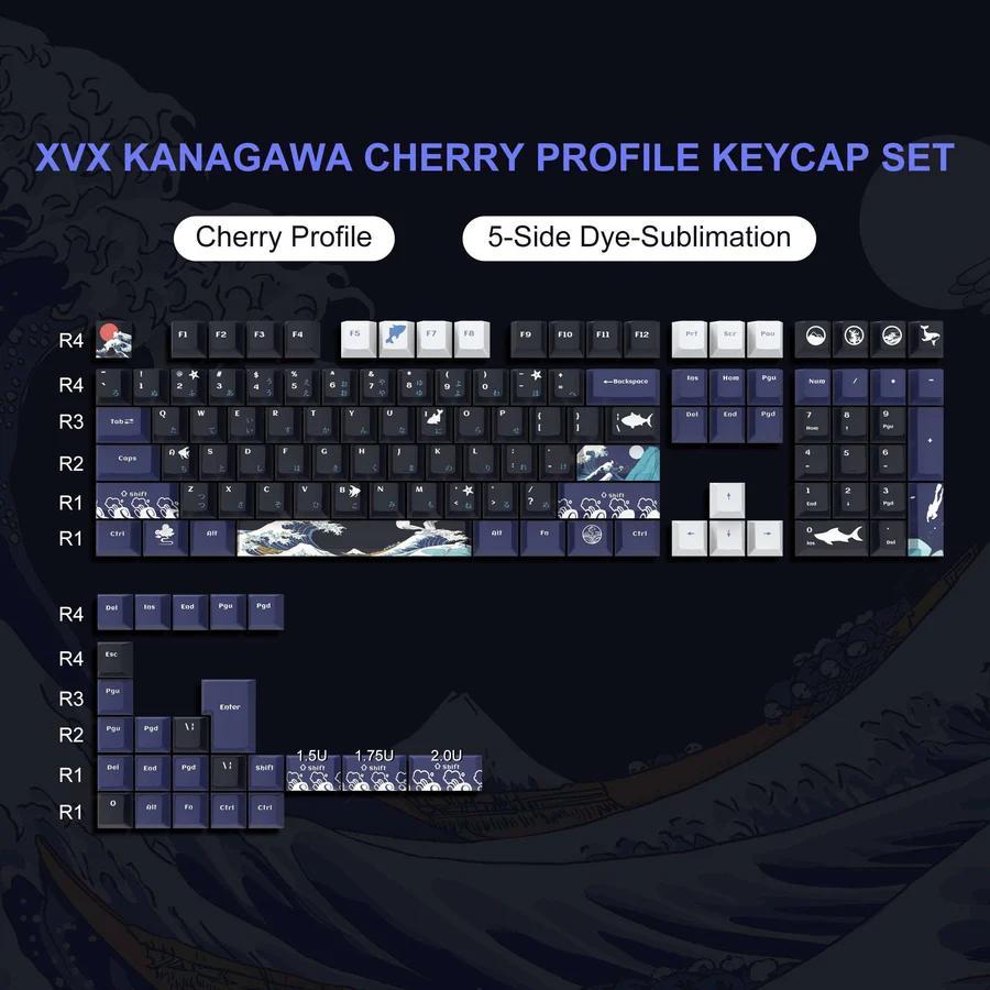 XVX Kanagawa Keycaps OEM Profile Dye sub PBT Keycap 132 คีย์
