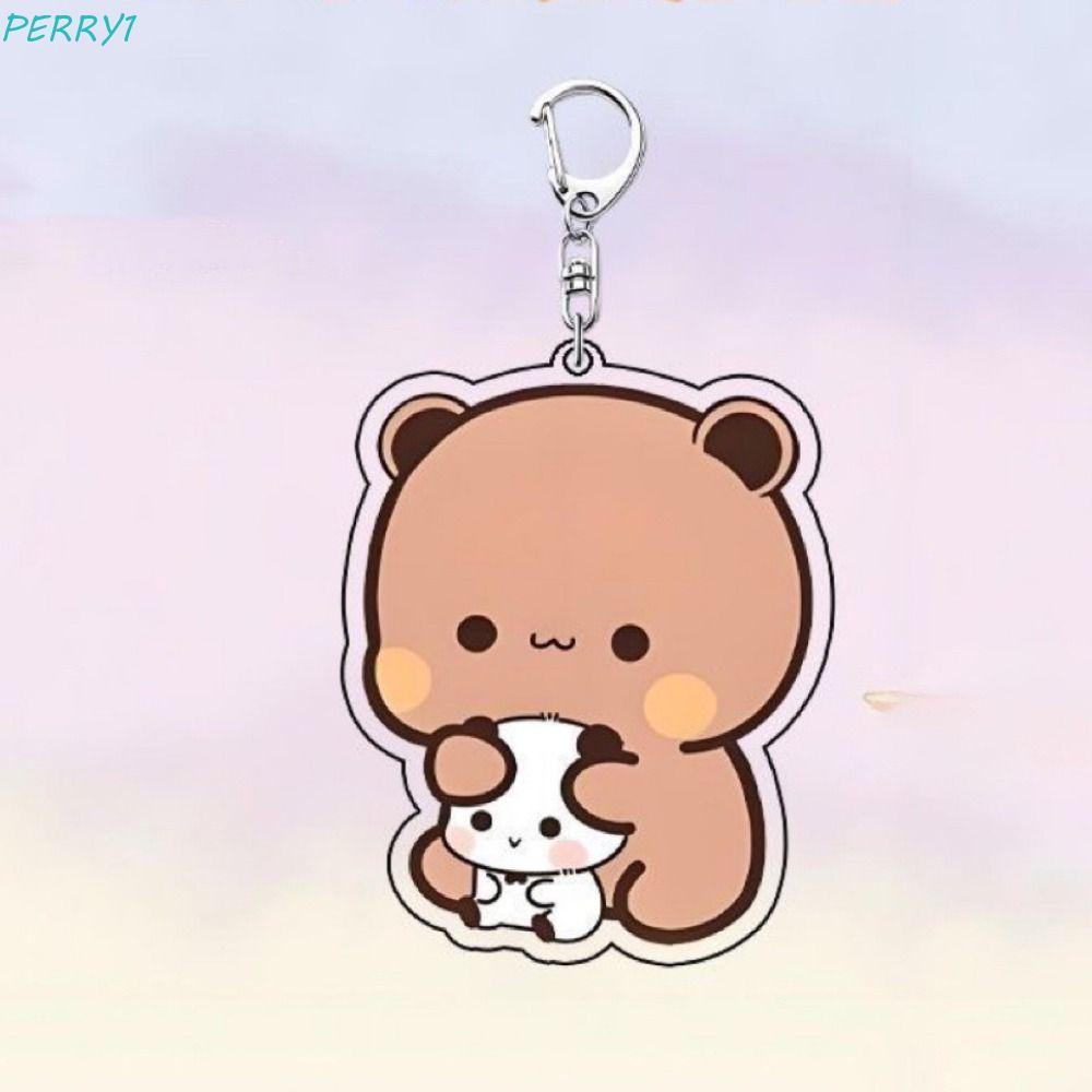 PERRY การ์ตูน Bubu Dudu Key Chain, การ์ตูนสัตว์ Bubu Dudu พวงกุญแจ, Charm พวงกุญแจอะคริลิคหวาน Kawai