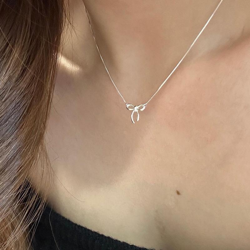 [มีใบรับรองเงินแท้] Suwan.na.shop สร้อย สร้อยคอ สร้อยลายโบว์