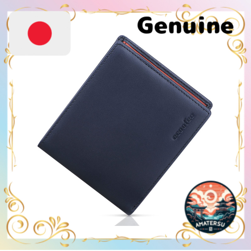 [ecoofee] Men's Bifold Wallet Genuine Leather Slim Box Coin Pocket Crafted by Master Wallet Artisans
