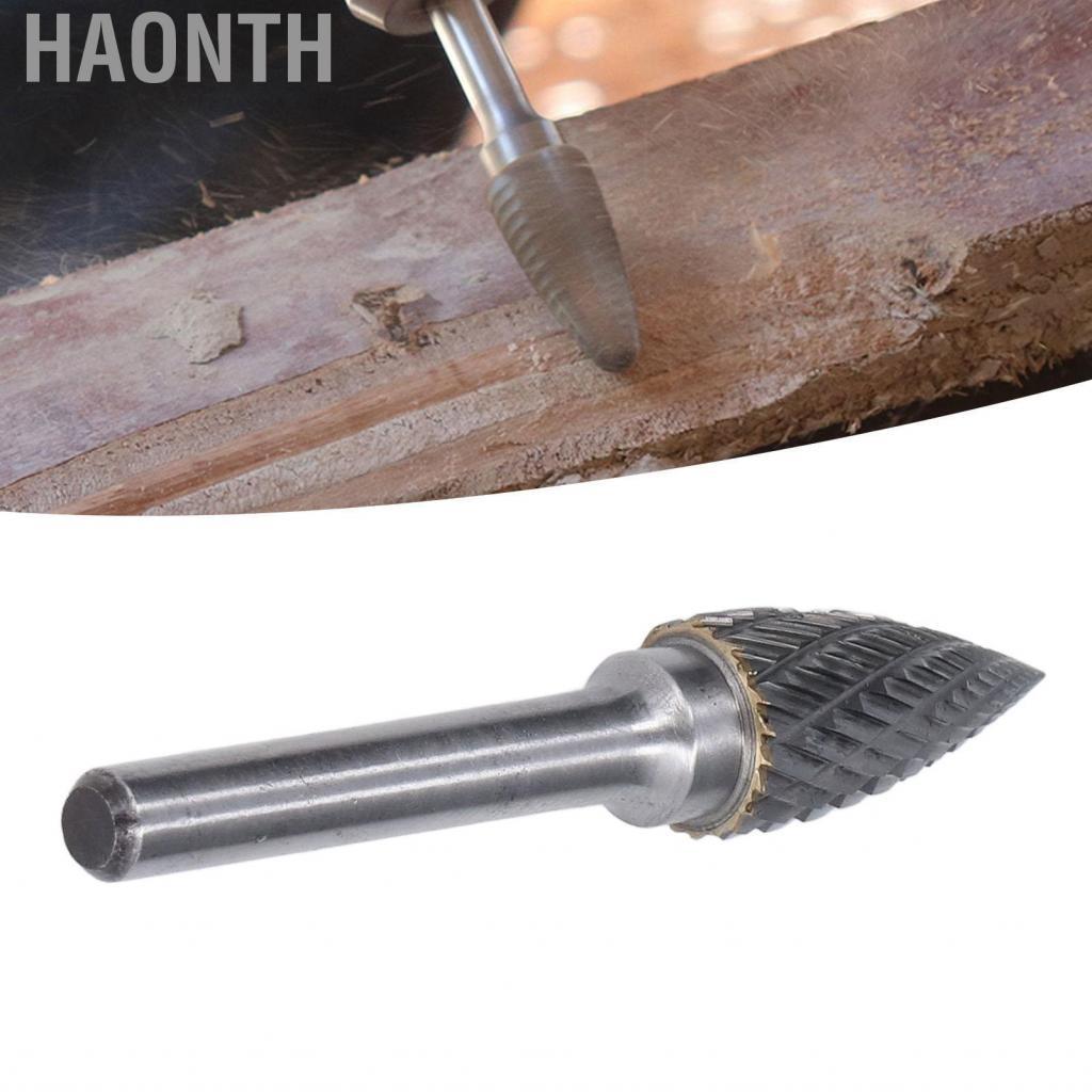Haonth แฟ้ม Burr 2 ตัด Pointed Arc Shape Die เครื่องบดเจาะ Bit 6mm Shank YG8 คาร์ไบด์ GX1225 สำหรับโ