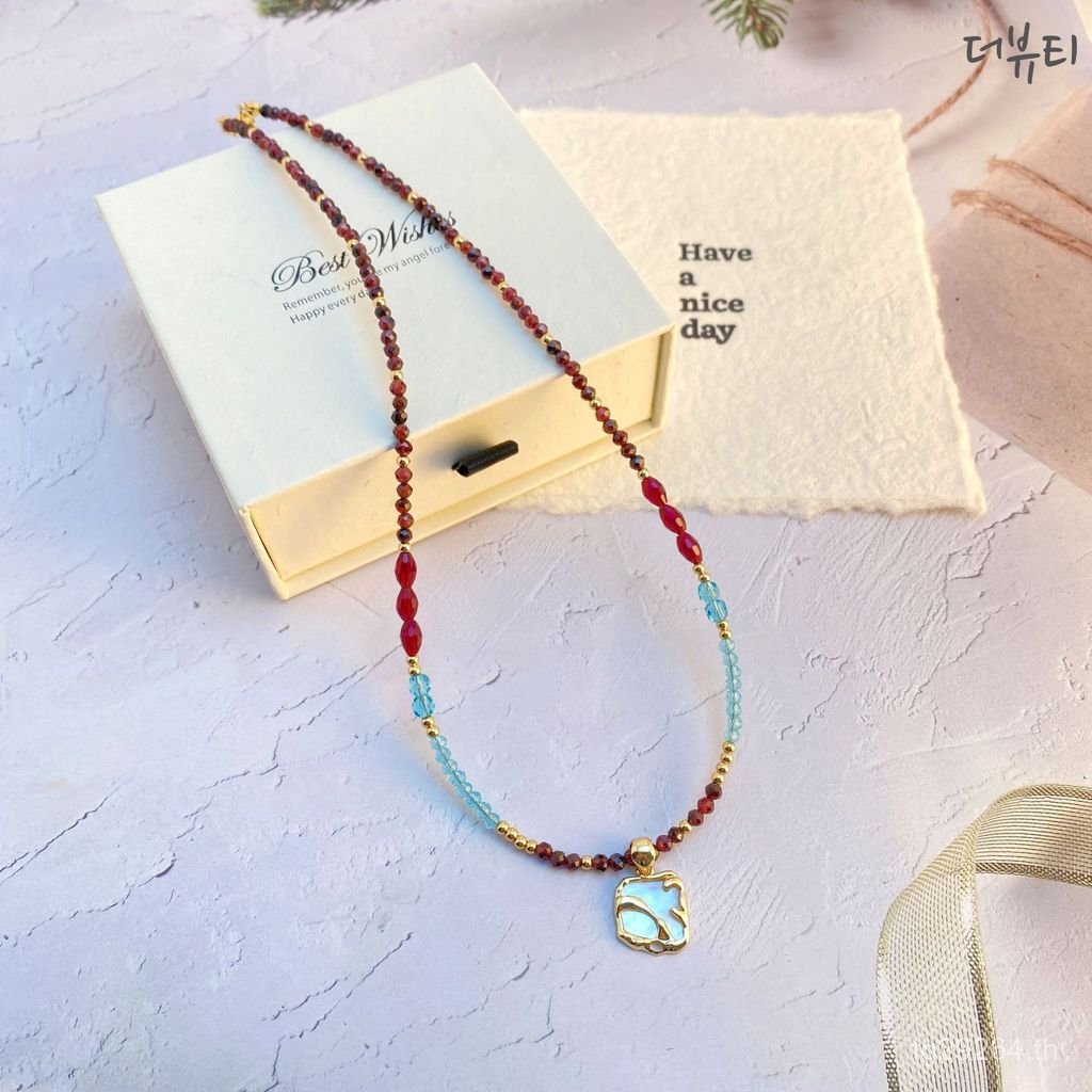 Retro Simple ขายส่งสร้อยคอ Niche ลูกปัดใหม่ปีสีแดงเครื่องประดับธรรมชาติหญิง Clavicle Chain Amethyst 