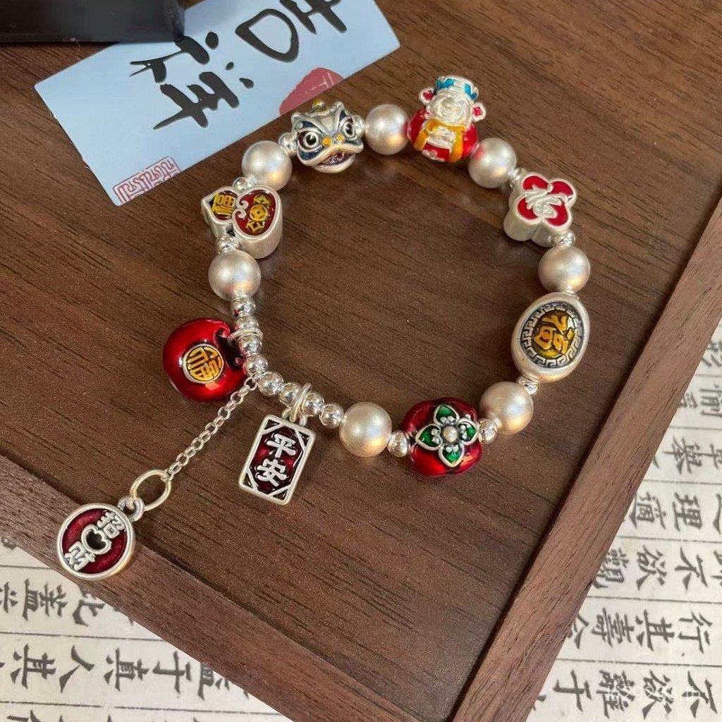 สร้อยข้อมือเทพเจ้าแห่งความมั่งคั่ง แบบ 999 Smooth Water และ Wind R6WW