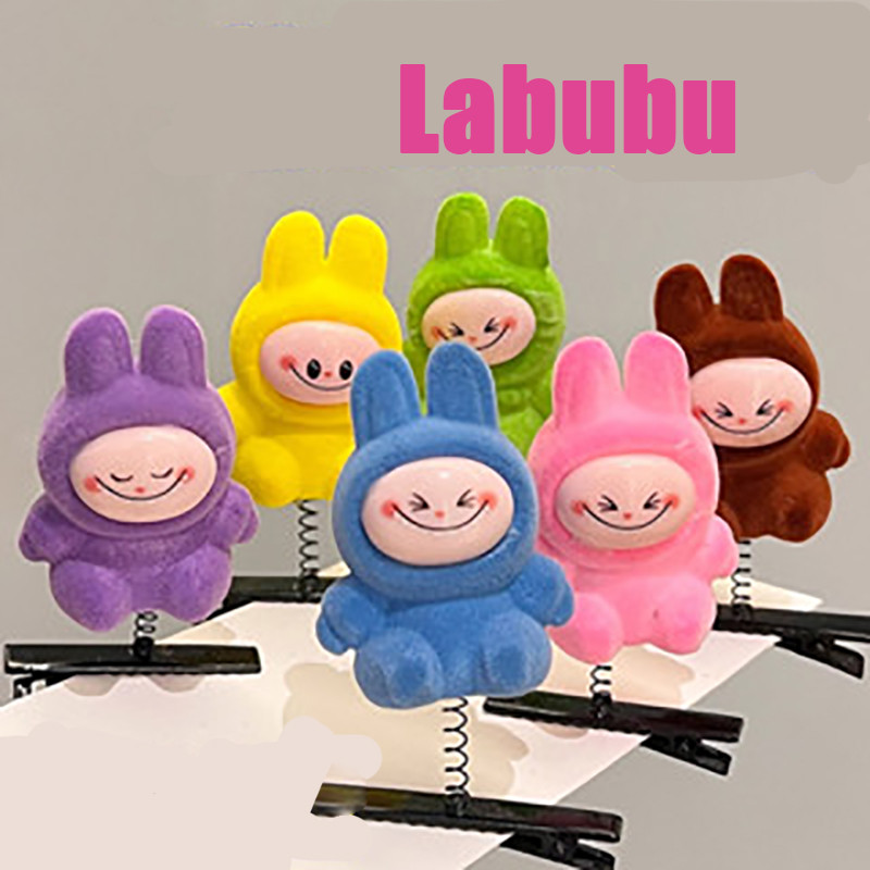 กิ๊บผม Labubu ผ้าฟู น่ารักสุดๆ สไตล์คิขุ กิ๊บติดผมเด็กสาว กิ๊บแฟชั่นสปริง